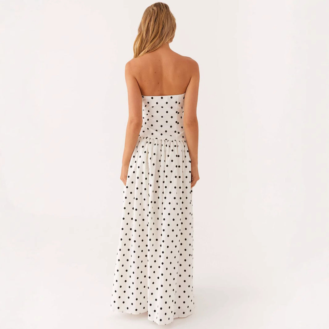 Fashion Tube Top Printed Long Dress Women