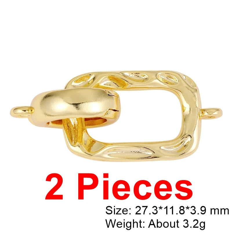 Juya Handmade Cubic Zirconia 18K Real Gold Plated Fastener Snake Hooks Clasps Accessories For Luxury Beads Chains Jewelry Making