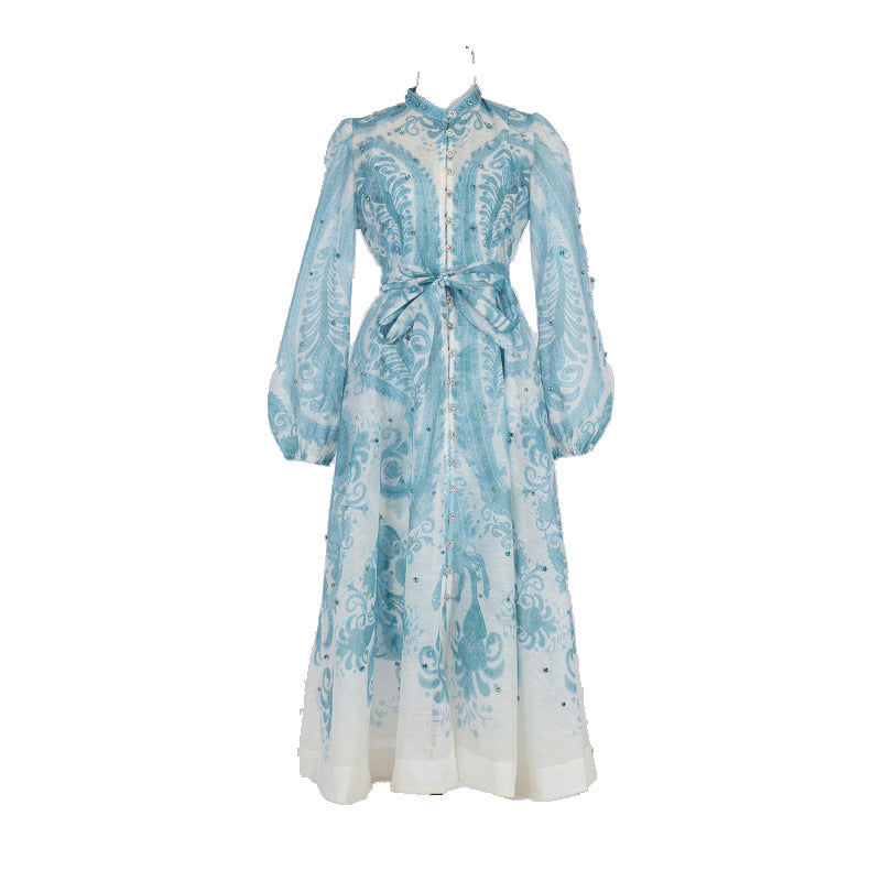 Seaside Vacation Summer Round Neck Slim Fit Dress