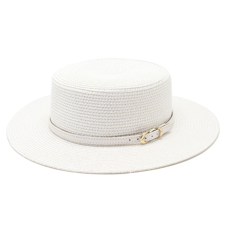 Wide Brim Flat Top Women's Spring And Summer Sun Beach Sun-proof Straw Hat