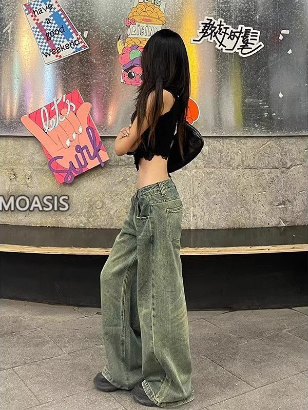 High Waist Loose Drooping Mop Slimming And Straight Long Pants