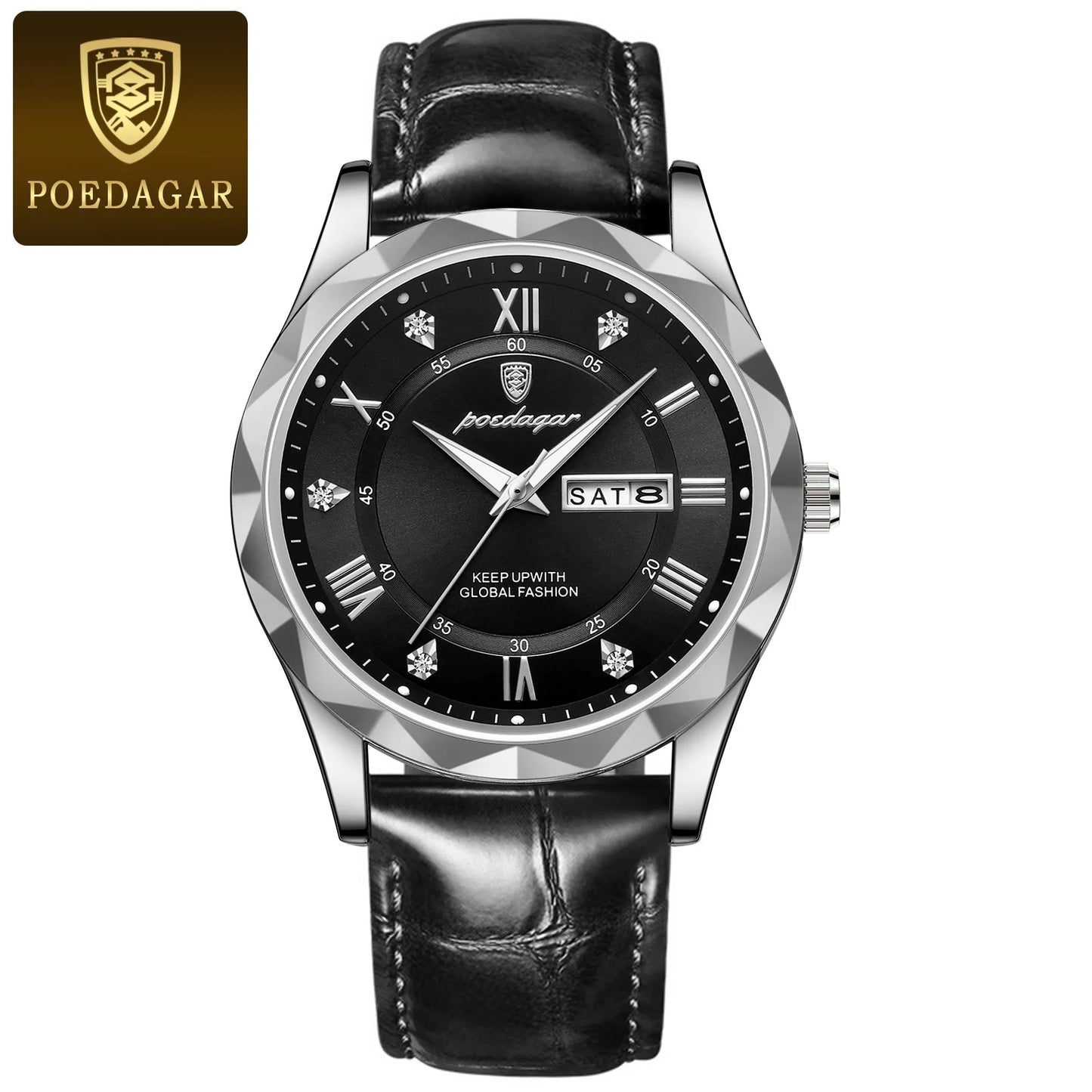 New Arrival Poedagar 615 Business Watch for Men Luxury Gold Quartz Watches Mens Steel Band Waterproof Luminous Date Wristwatches