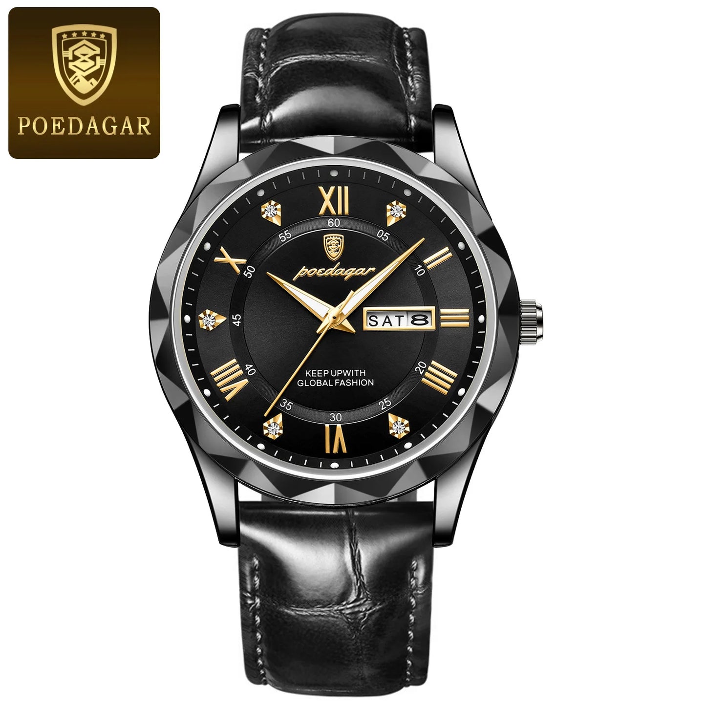 New Arrival Poedagar 615 Business Watch for Men Luxury Gold Quartz Watches Mens Steel Band Waterproof Luminous Date Wristwatches