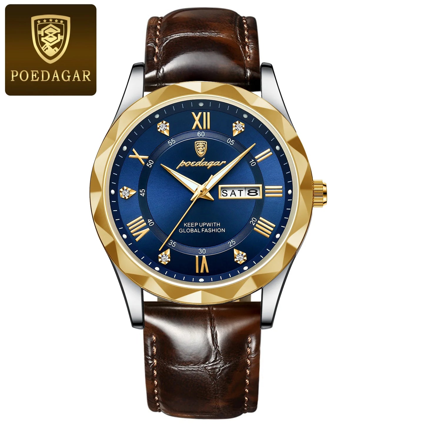 New Arrival Poedagar 615 Business Watch for Men Luxury Gold Quartz Watches Mens Steel Band Waterproof Luminous Date Wristwatches