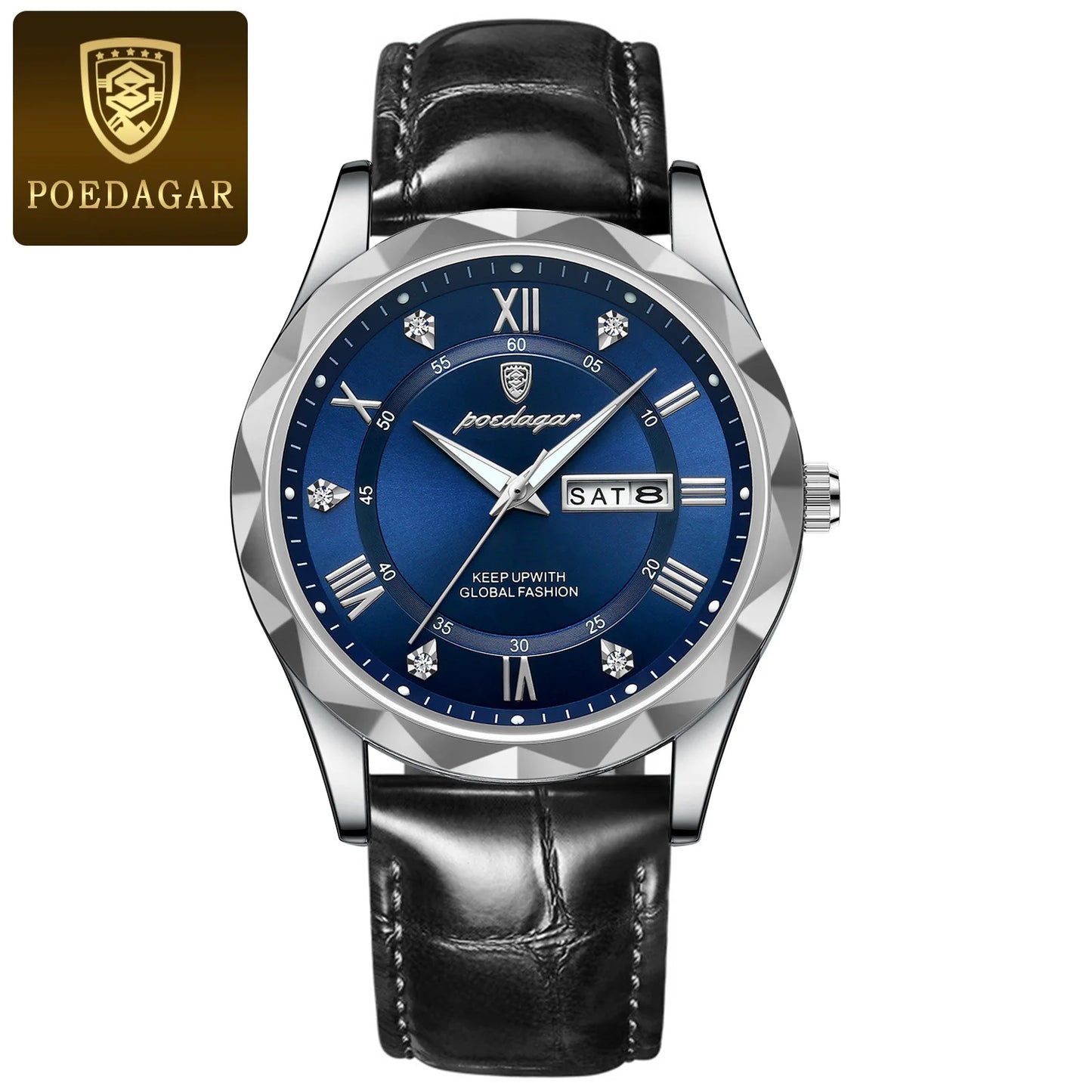 New Arrival Poedagar 615 Business Watch for Men Luxury Gold Quartz Watches Mens Steel Band Waterproof Luminous Date Wristwatches