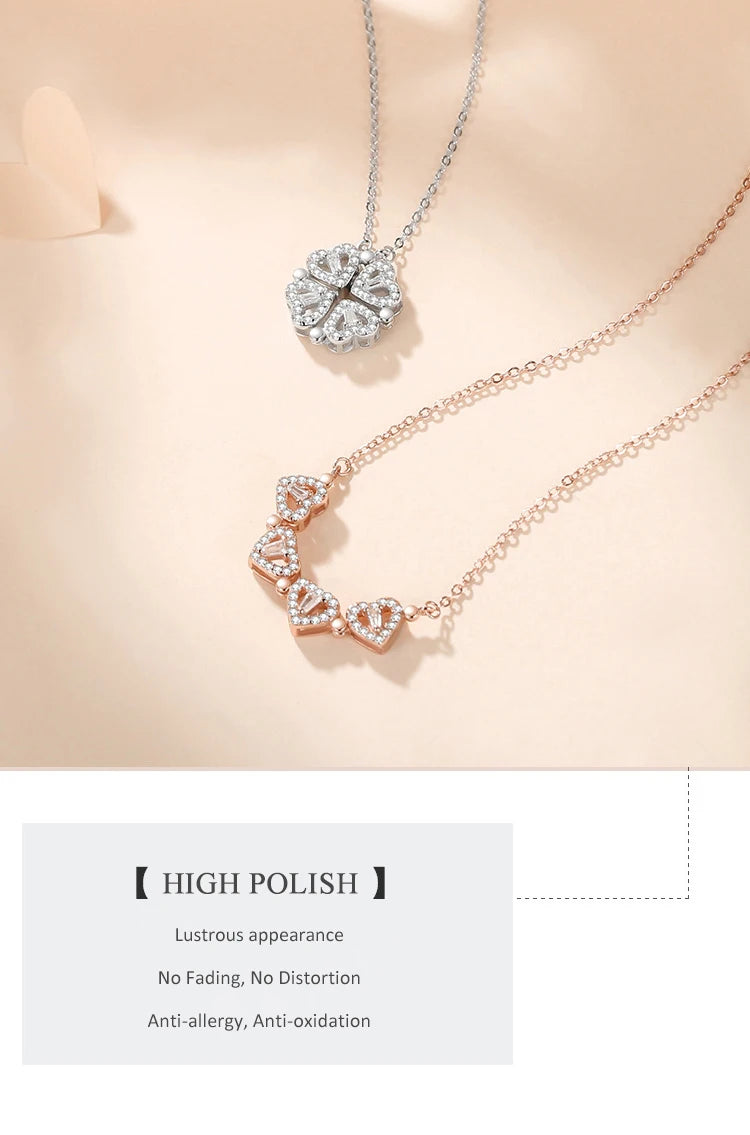 S925 Silver Four-leaf Clover Pendant Necklace with CZ Cubic Zirconia Ladies' Link Chain for Birthday & Wedding