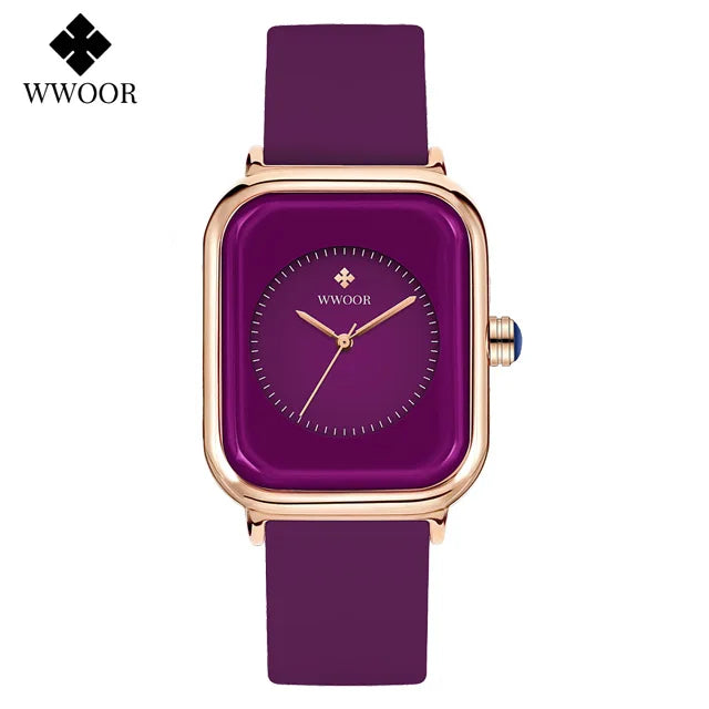 WWOOR Luxury Brand Red Square Watch For Women Quartz Watch Elegant Dress Ladies Wristwatch Simple Female Clock Relogio Feminino