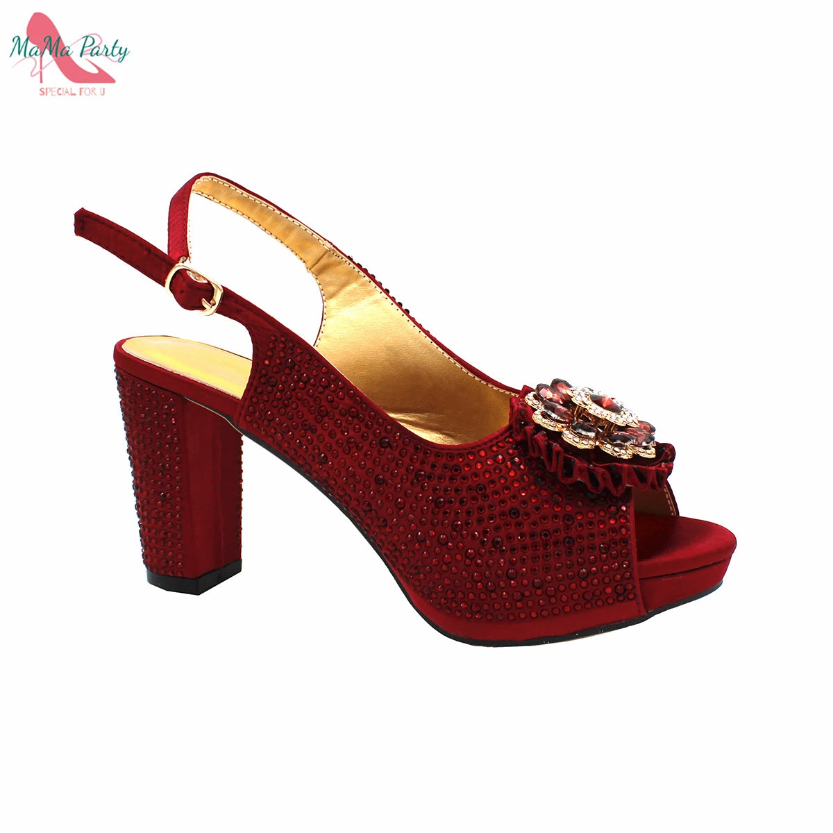 African Mature Women Shoes and Bag to Match in Teal Color Comfortable Heels with Platform for Garden Party