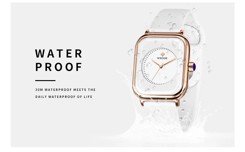 WWOOR Luxury Brand Red Square Watch For Women Quartz Watch Elegant Dress Ladies Wristwatch Simple Female Clock Relogio Feminino