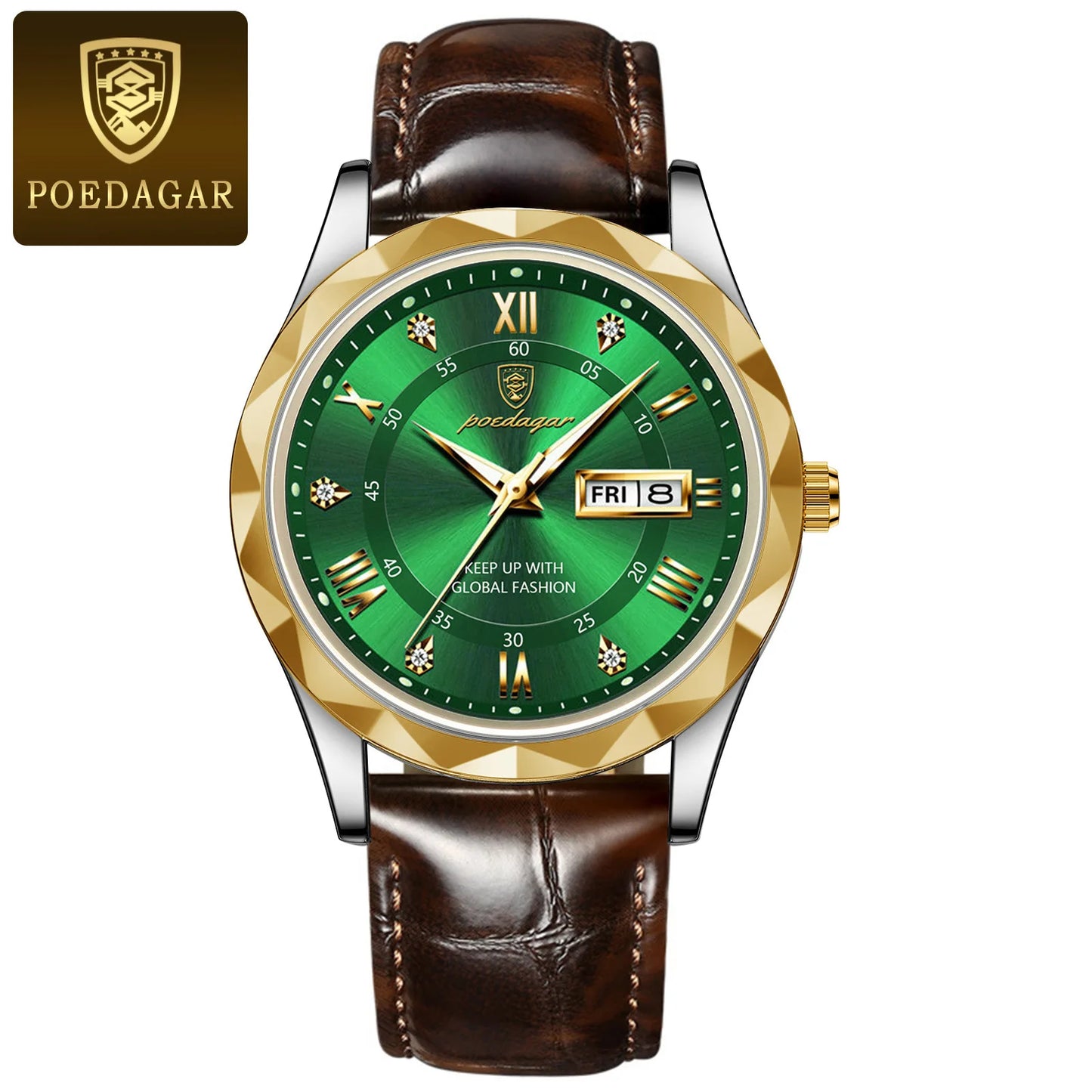 New Arrival Poedagar 615 Business Watch for Men Luxury Gold Quartz Watches Mens Steel Band Waterproof Luminous Date Wristwatches