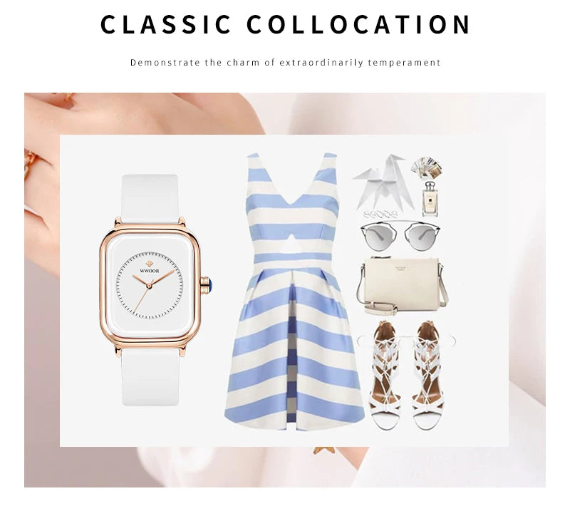 WWOOR Luxury Brand Red Square Watch For Women Quartz Watch Elegant Dress Ladies Wristwatch Simple Female Clock Relogio Feminino
