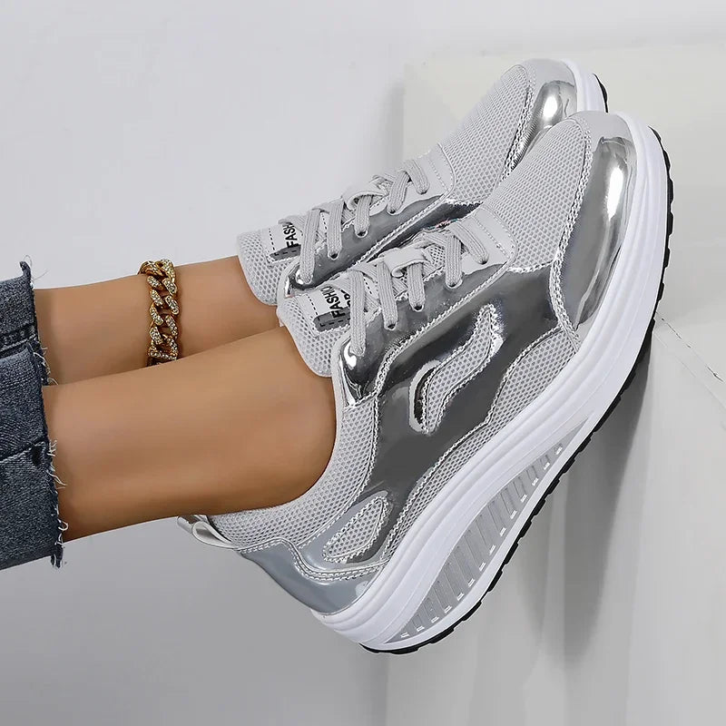 PinkM PT182 Sneakers Women Casual Shoes Platform Slip on Loafers 2024 New Flats Female Walking Shoes Wedges Chunky Woman Ladies