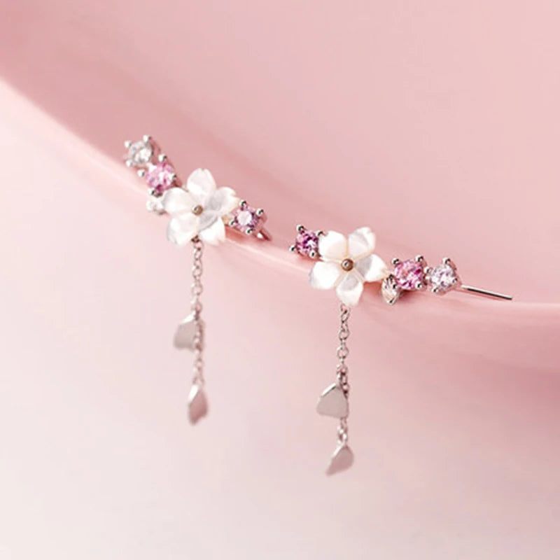 Fashion Elegant Cute Opal Rose Flower Stud Earrings For Women Students Delicate Micro Pave Zircon Necklace Jewelry Set Oorbellen