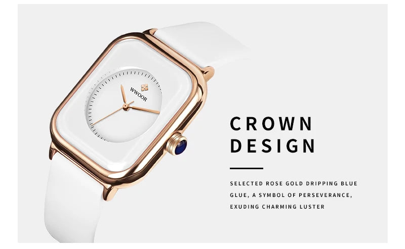 WWOOR Luxury Brand Red Square Watch For Women Quartz Watch Elegant Dress Ladies Wristwatch Simple Female Clock Relogio Feminino