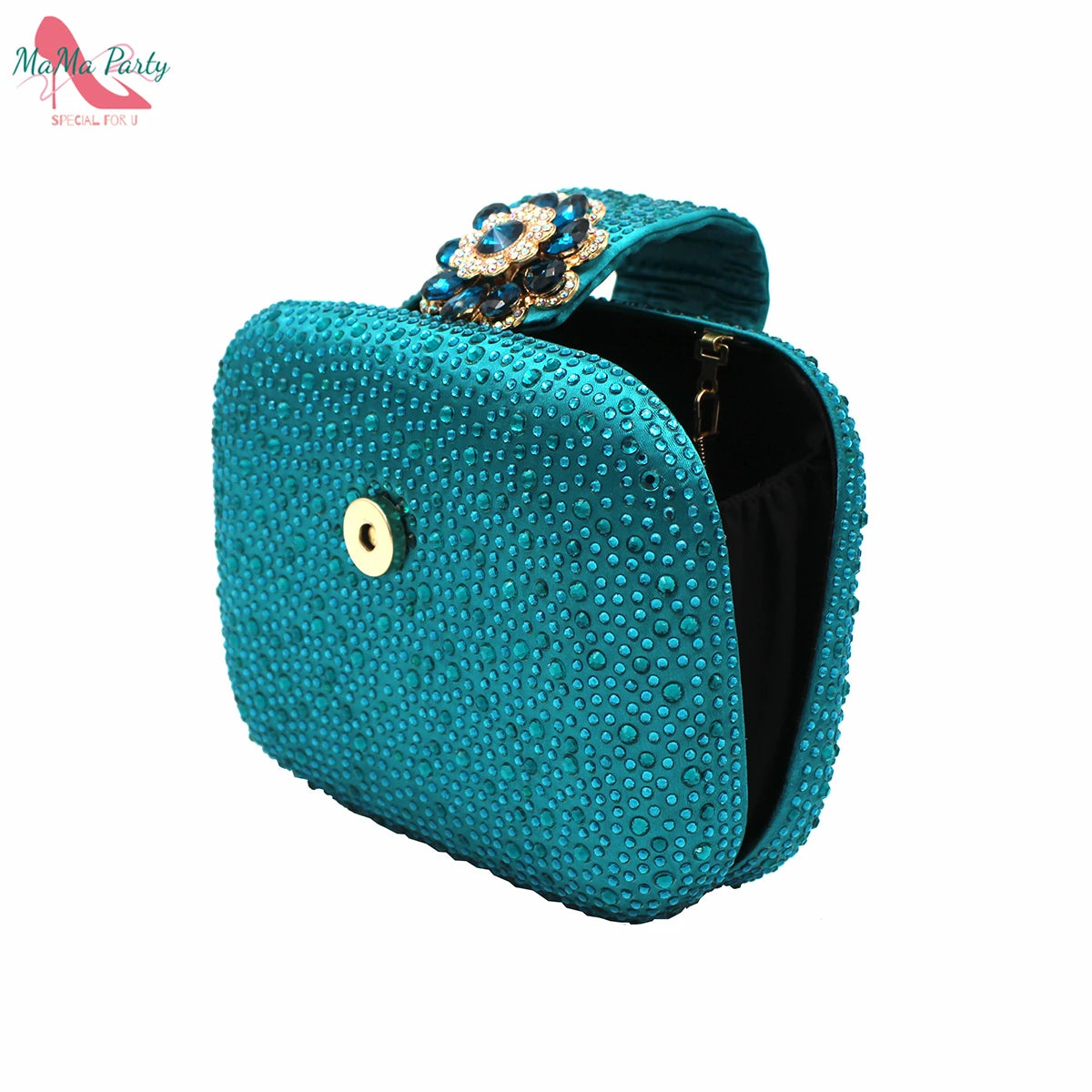 African Mature Women Shoes and Bag to Match in Teal Color Comfortable Heels with Platform for Garden Party