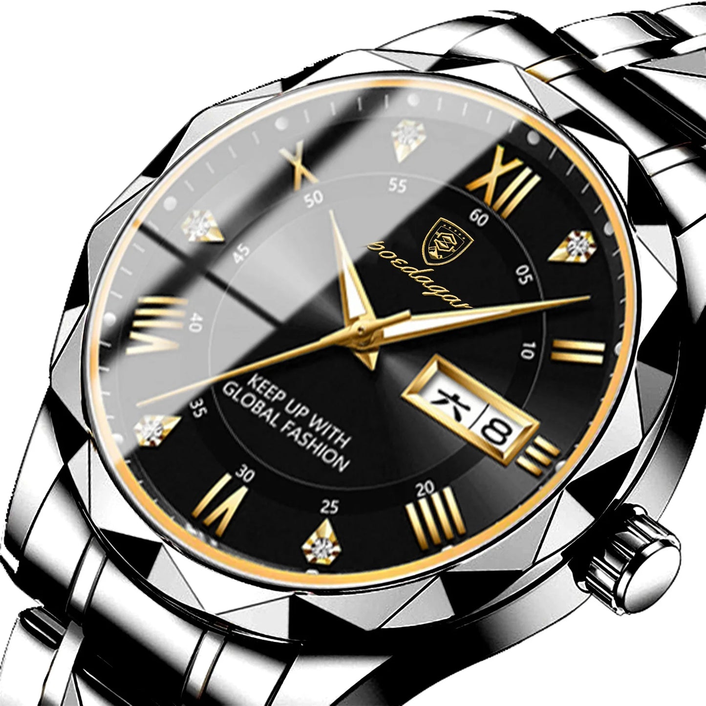 New Arrival Poedagar 615 Business Watch for Men Luxury Gold Quartz Watches Mens Steel Band Waterproof Luminous Date Wristwatches