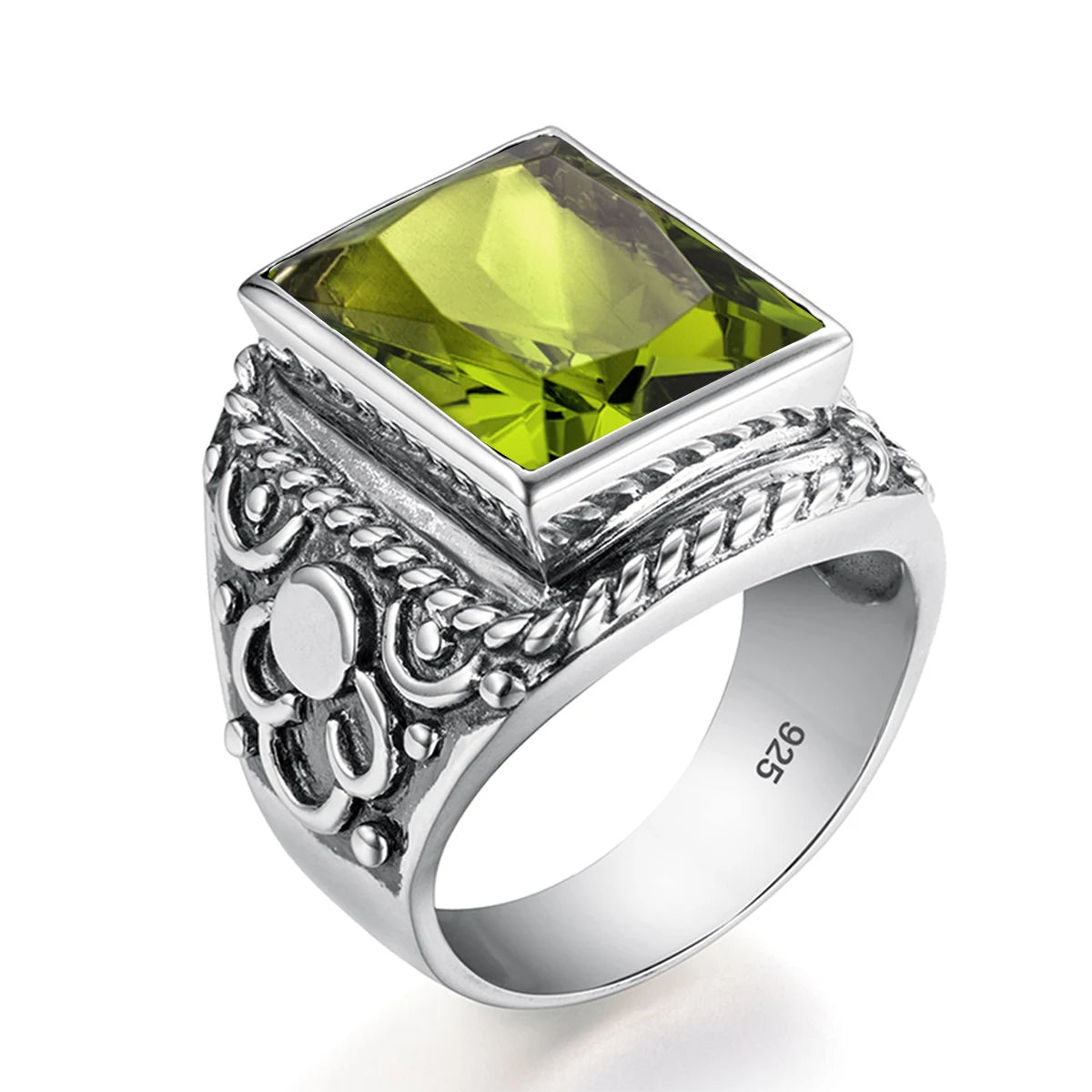 Real 925 Sterling Silver Heavy Signet Rings Men's Massive Amethyst 12*16mm Stone Party Male Vintage Jewelry Gift For Husband Top