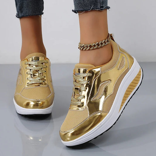 PinkM PT182 Sneakers Women Casual Shoes Platform Slip on Loafers 2024 New Flats Female Walking Shoes Wedges Chunky Woman Ladies