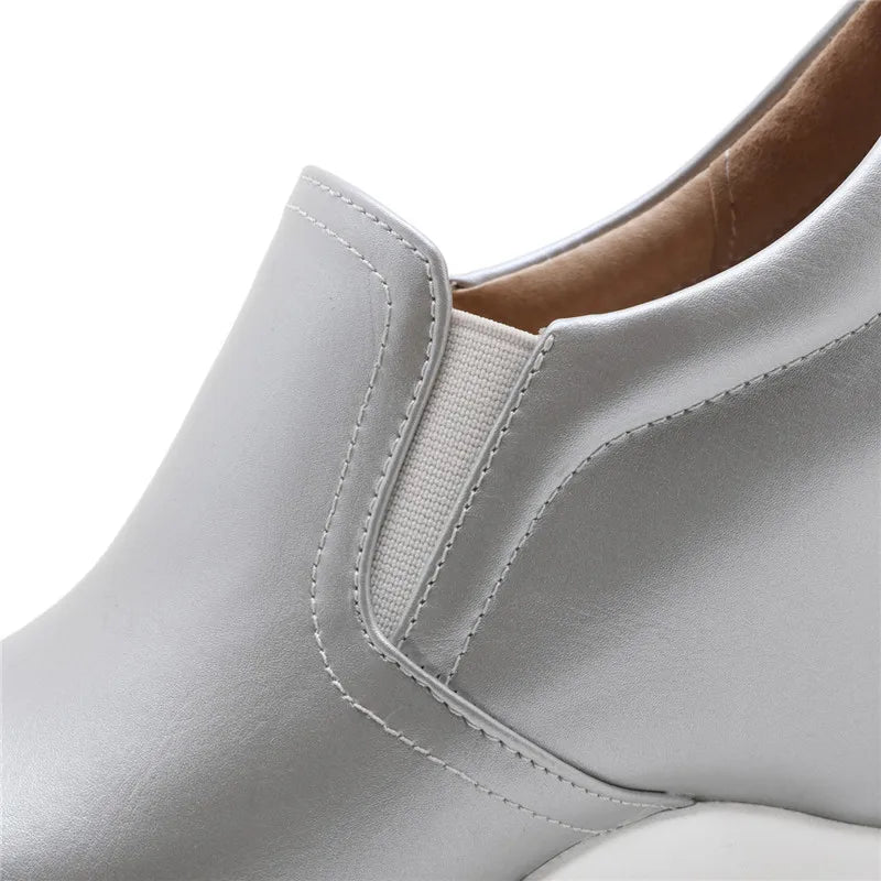 White Wedge Shoes Women Sneakers Spring Autumn Hidden Heels Ladies Loafers Shoes Casual Comfort Wedges Platform Female Shoes