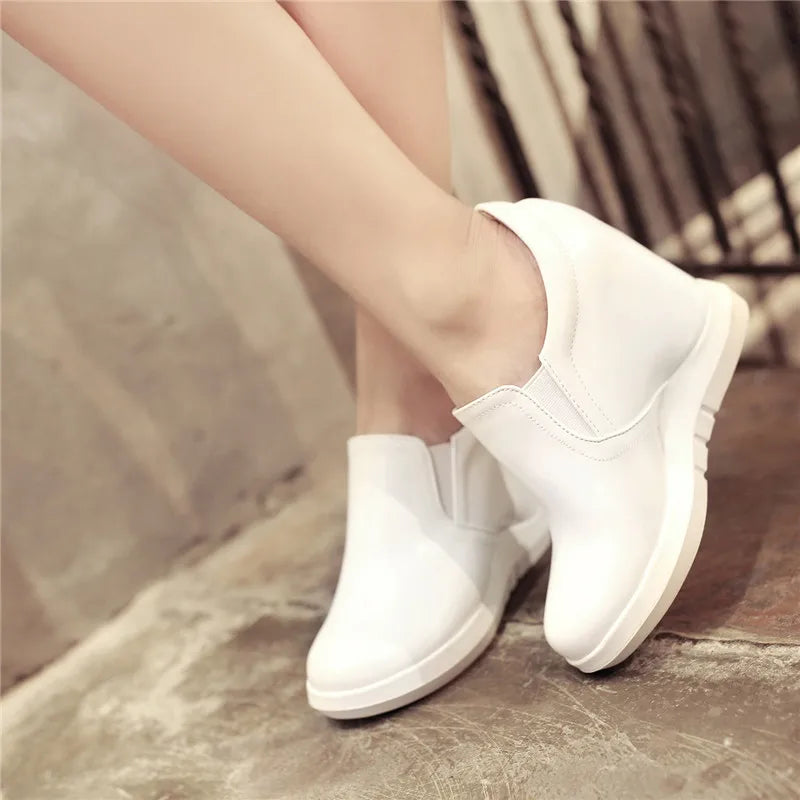 White Wedge Shoes Women Sneakers Spring Autumn Hidden Heels Ladies Loafers Shoes Casual Comfort Wedges Platform Female Shoes