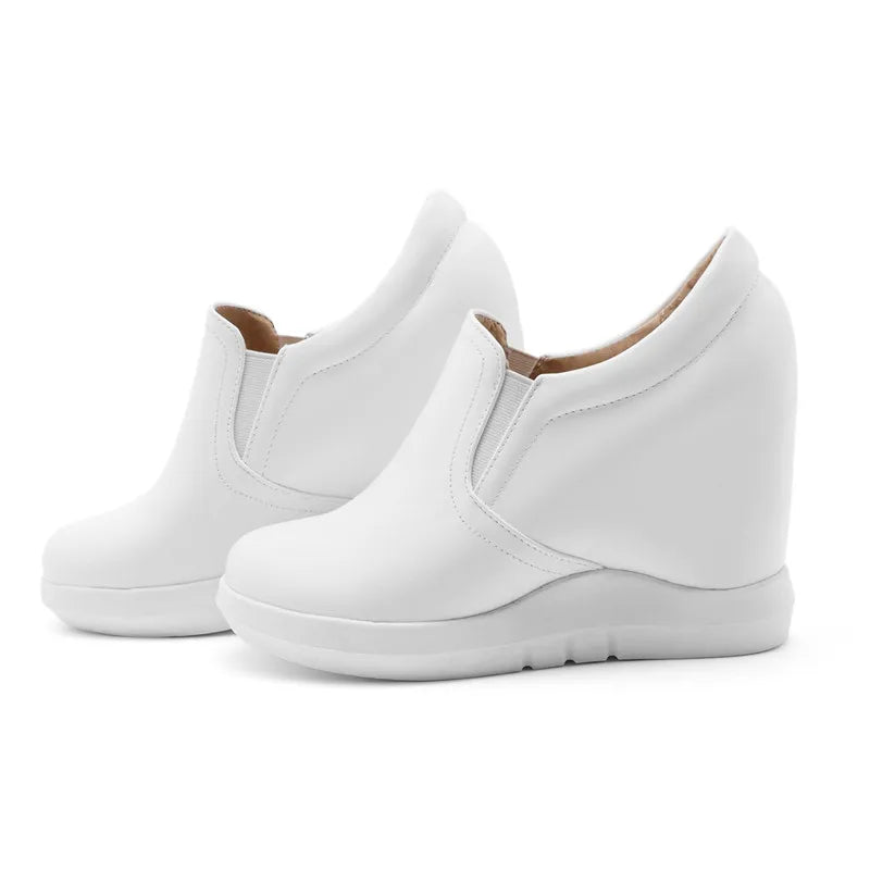 White Wedge Shoes Women Sneakers Spring Autumn Hidden Heels Ladies Loafers Shoes Casual Comfort Wedges Platform Female Shoes