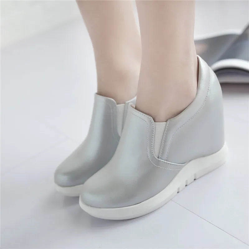 White Wedge Shoes Women Sneakers Spring Autumn Hidden Heels Ladies Loafers Shoes Casual Comfort Wedges Platform Female Shoes