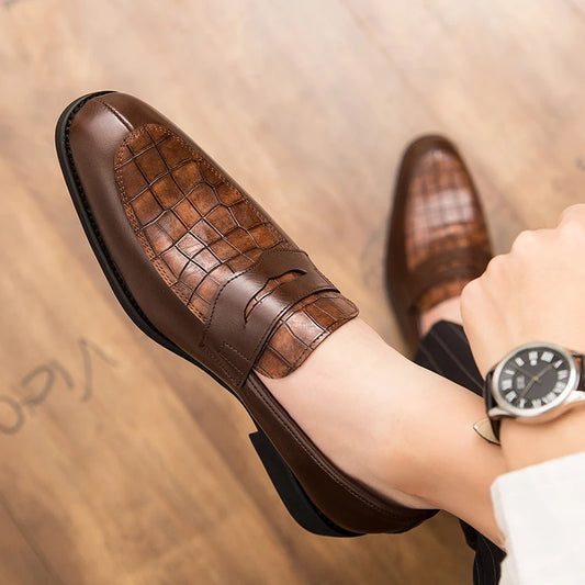 Big Size 38-47 Retro Fashion Slip-on Loafers High Quality Genuine Leather Men's Dress Shoes 2024