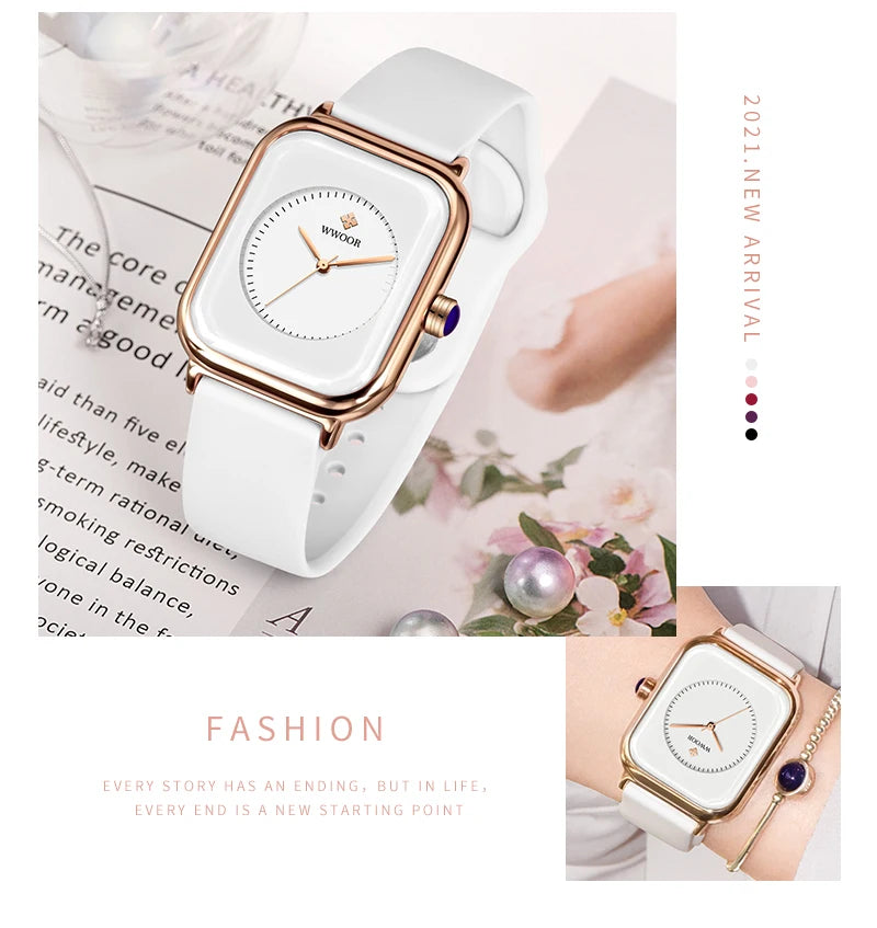 WWOOR Luxury Brand Red Square Watch For Women Quartz Watch Elegant Dress Ladies Wristwatch Simple Female Clock Relogio Feminino
