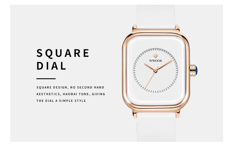 WWOOR Luxury Brand Red Square Watch For Women Quartz Watch Elegant Dress Ladies Wristwatch Simple Female Clock Relogio Feminino