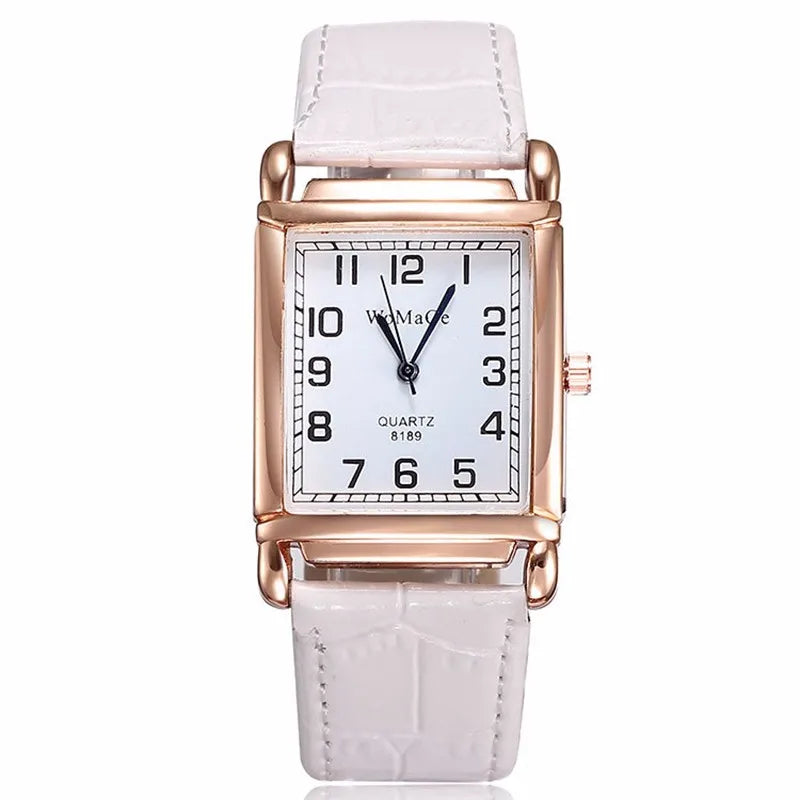 New Watches for Women Square Rose Gold Wrist Watches Fashion Leather Brand Watches Ladies Quartz Watch Clock Montre Femme