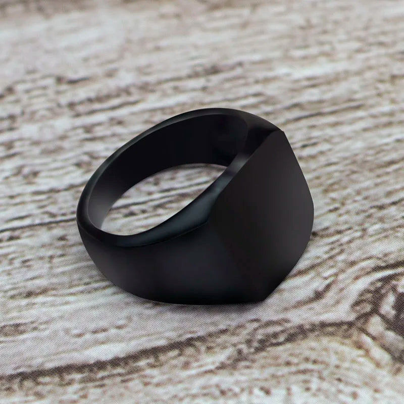 Punk Rock Vintage Heart Signet Ring Men Classicl Party Jewelry Male Wedding Black Men Square Enamel Ring