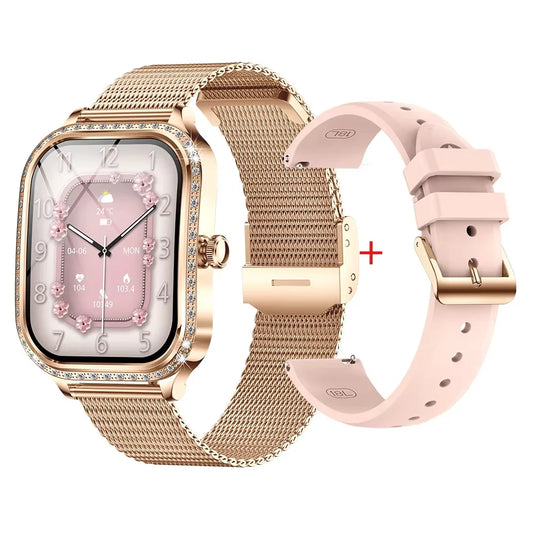 MK88 Smart Watch Smartwatch 2025 New Arrival Lady Woman Women Luxury Waterpoof Gold Metal Strap for Lady