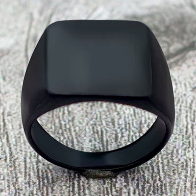 Punk Rock Vintage Heart Signet Ring Men Classicl Party Jewelry Male Wedding Black Men Square Enamel Ring