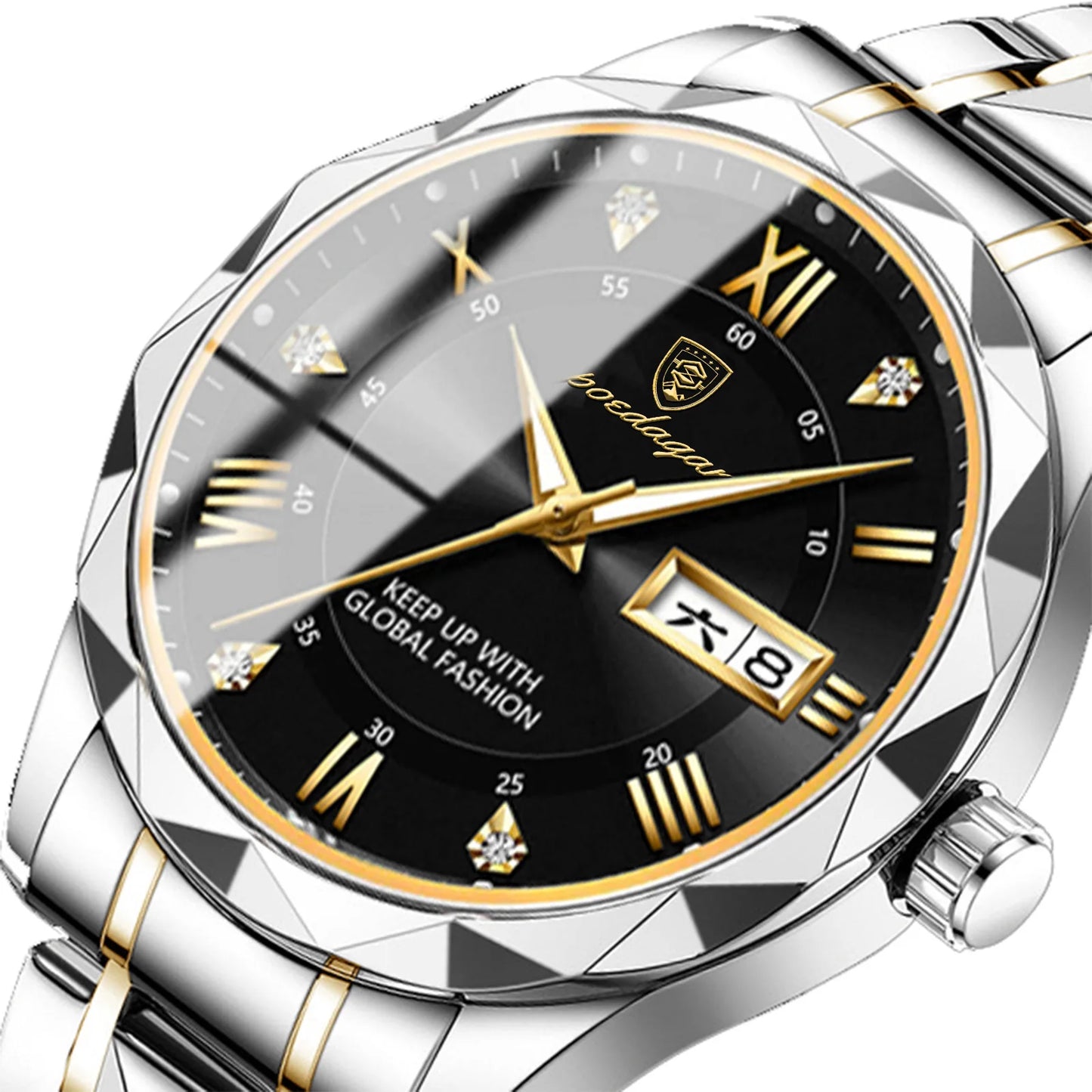 New Arrival Poedagar 615 Business Watch for Men Luxury Gold Quartz Watches Mens Steel Band Waterproof Luminous Date Wristwatches