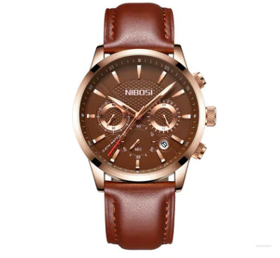 Men's Black Gold Steel Sports Watch - 3 Eye Chronograph | KHYAL&Co