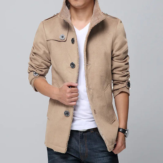 Slim-Fit Fleece Coat for Men