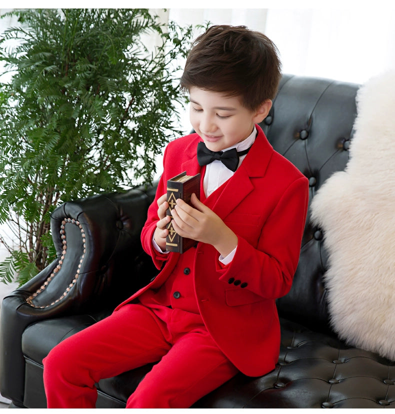 White Kids Boy Host Piano Handsome Suit