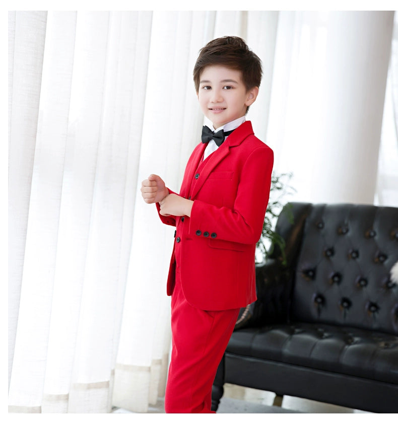 White Kids Boy Host Piano Handsome Suit