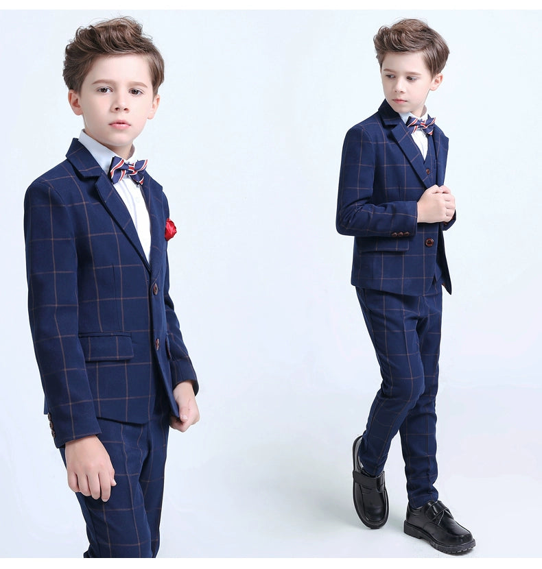 White Kids Boy Host Piano Handsome Suit