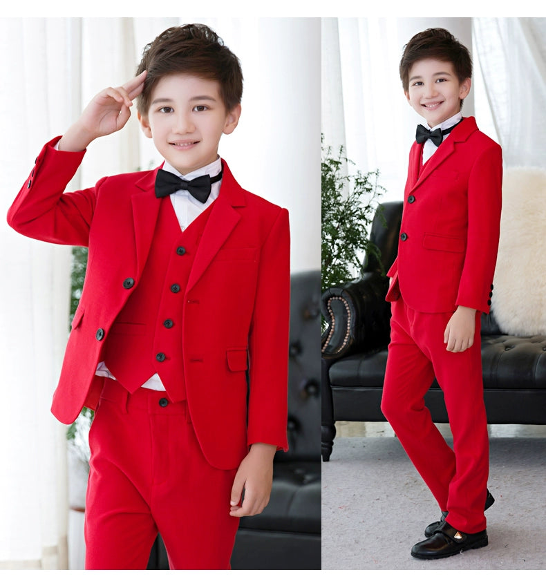 White Kids Boy Host Piano Handsome Suit