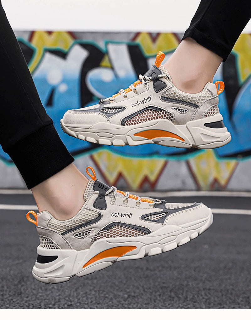 Summer Mesh Men's Breathable Shoes Sneaker Men's Summer Thin Single Mesh Plus Size Teenagers Junior High School Student Mesh Shoes