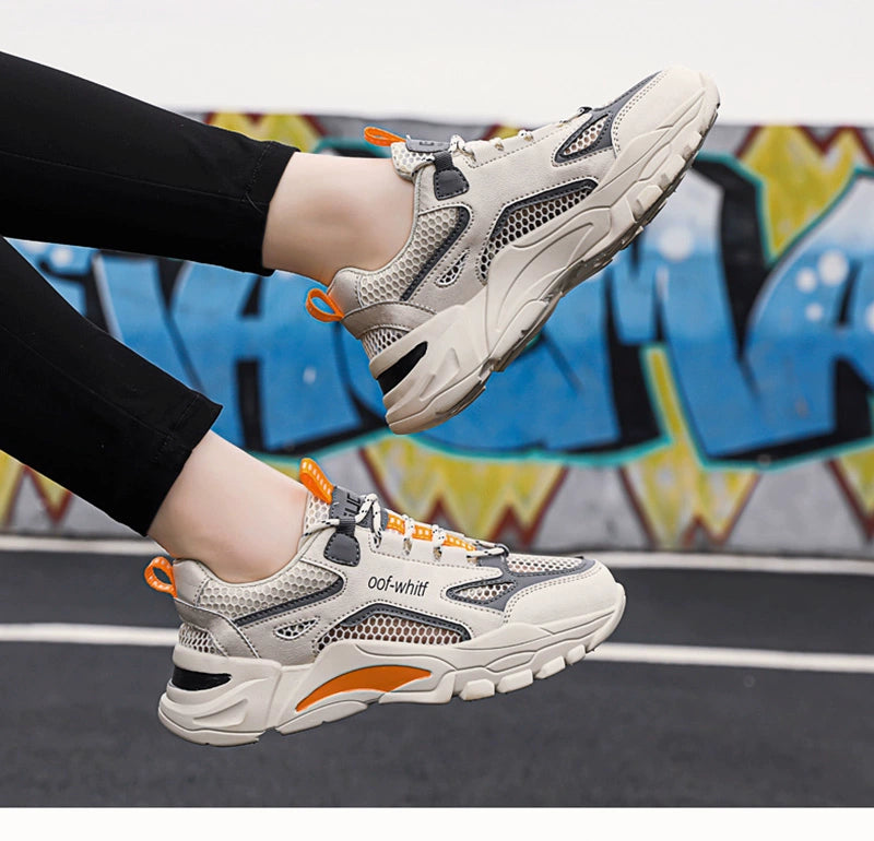 Summer Mesh Men's Breathable Shoes Sneaker Men's Summer Thin Single Mesh Plus Size Teenagers Junior High School Student Mesh Shoes