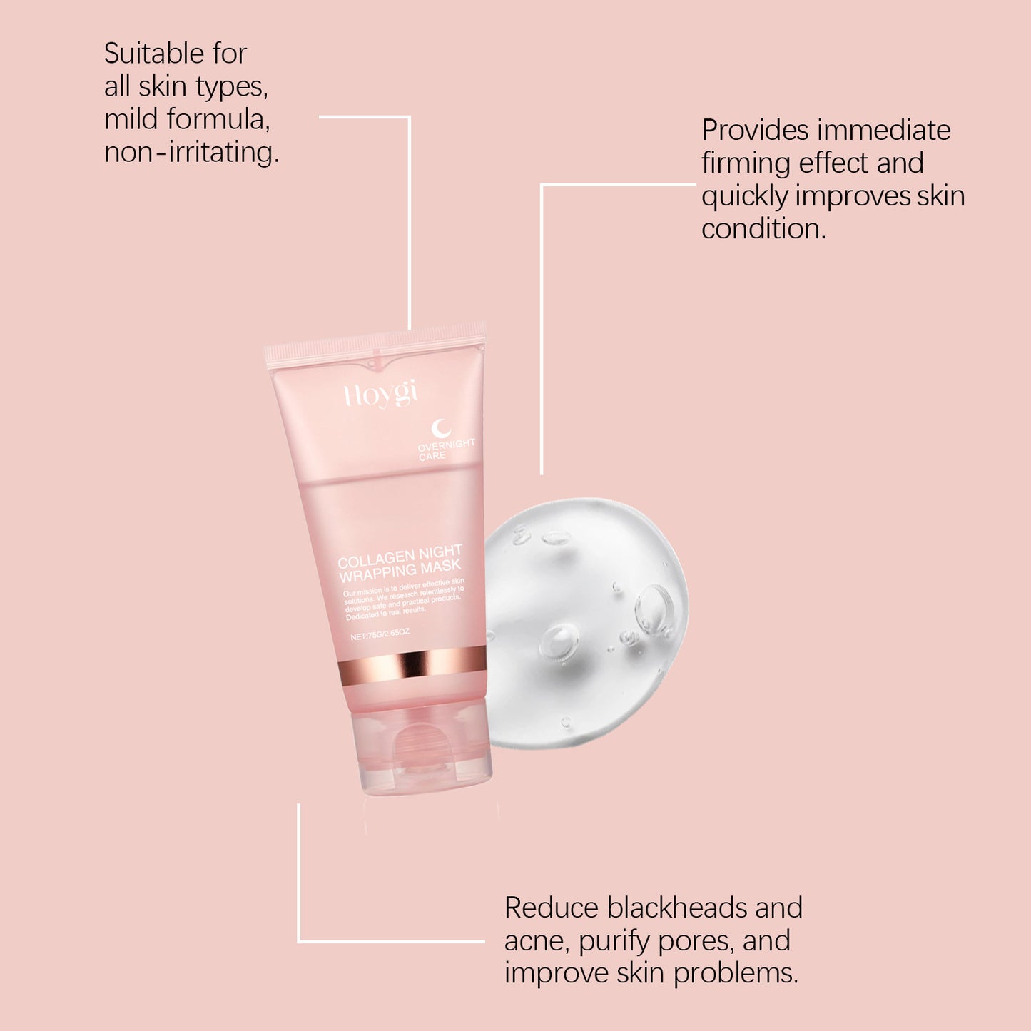 Collagen Overnight Wrapping Peel Off Facial Mask Set Korean Collagen Night Wrapping Mask Deeply Hydrates Night Care Mask Cream