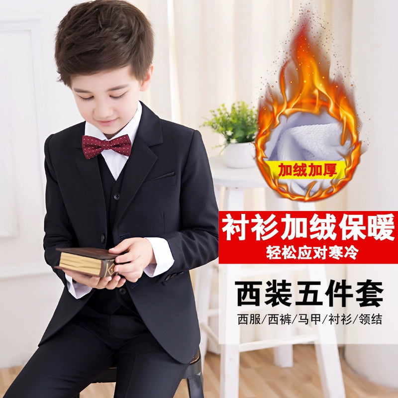 White Kids Boy Host Piano Handsome Suit