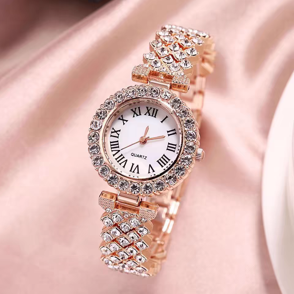 Starry Women's Watch Necklace Bracelet Ear Studs Three-Piece Set Women's Watch with Diamonds Suit Fashion Quartz Watch