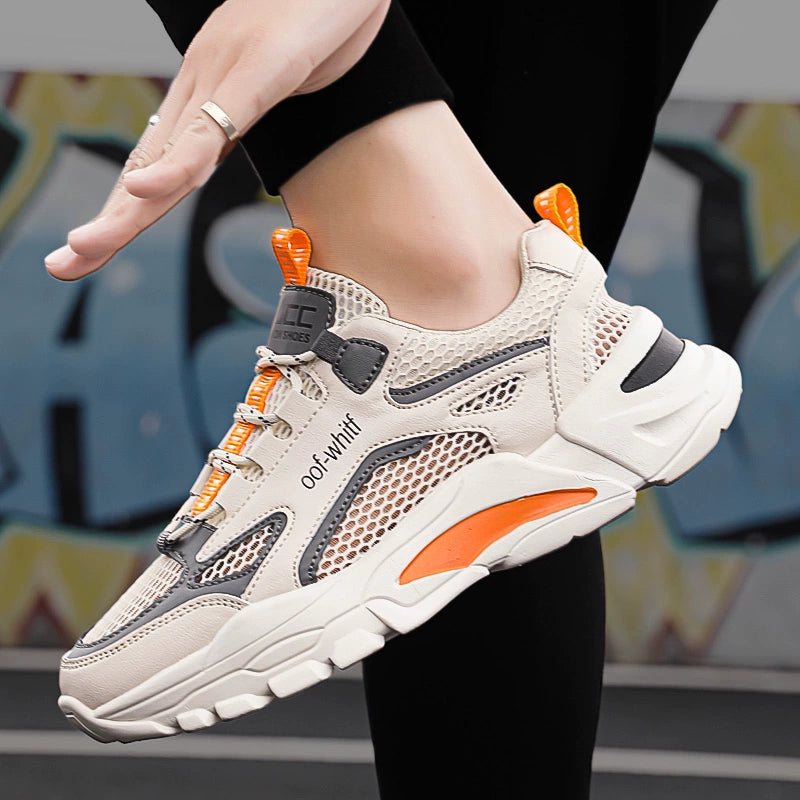 Summer Mesh Men's Breathable Shoes Sneaker Men's Summer Thin Single Mesh Plus Size Teenagers Junior High School Student Mesh Shoes