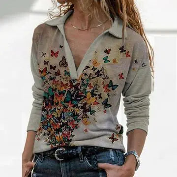 Casual Printed Pullover with Long Sleeves