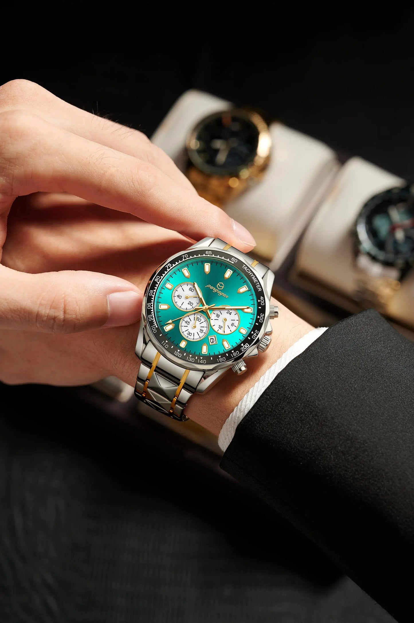 POEDAGAR Luxury Gold Watches Men Business Waterproof Luminous  Fashion Stainless Steel Date Week Band Male's Quartz Watch Reloj