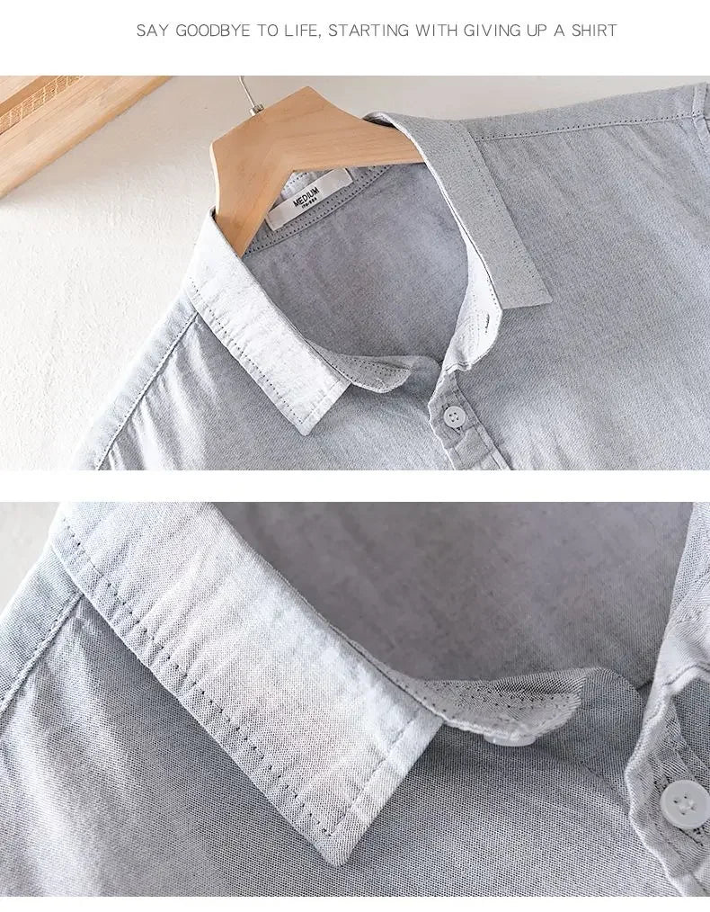 Men's Clothing Short Sleeve Shirt Square Neck Business Casual Cotton Workwear Stylish Summer Top Trendy New