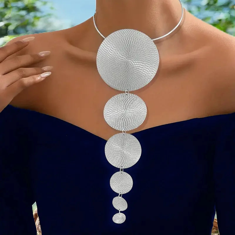 Long Round Pendant Necklace for Women Simple Fashion Neck Jewelry Accessories Hot Sale Party Gift 2025 New Style